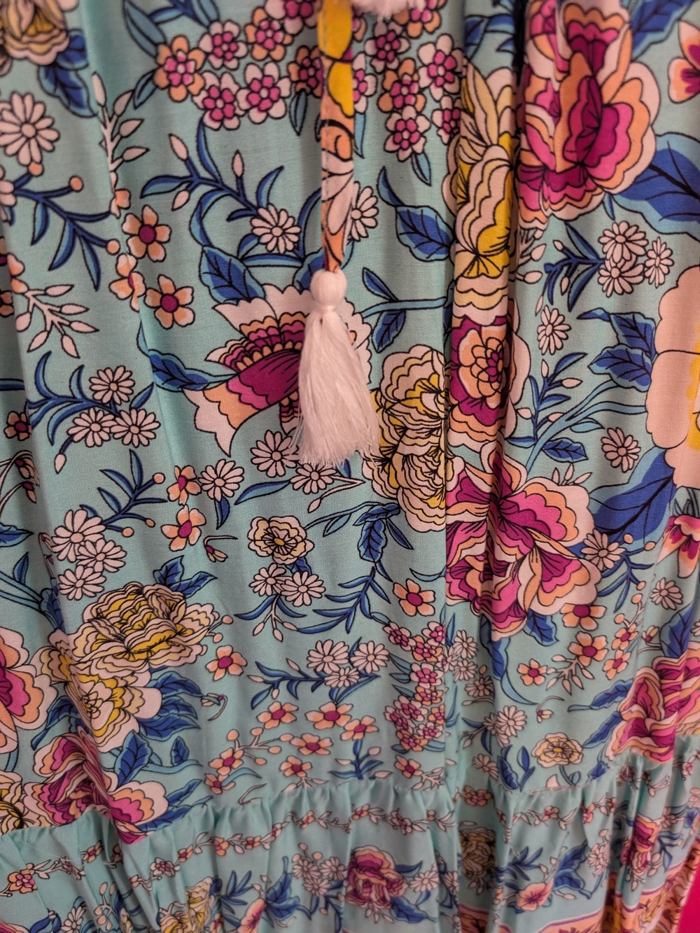 Bohemian Floral V-Neck Maxi Dress in Aqua - Picture 7 of 7